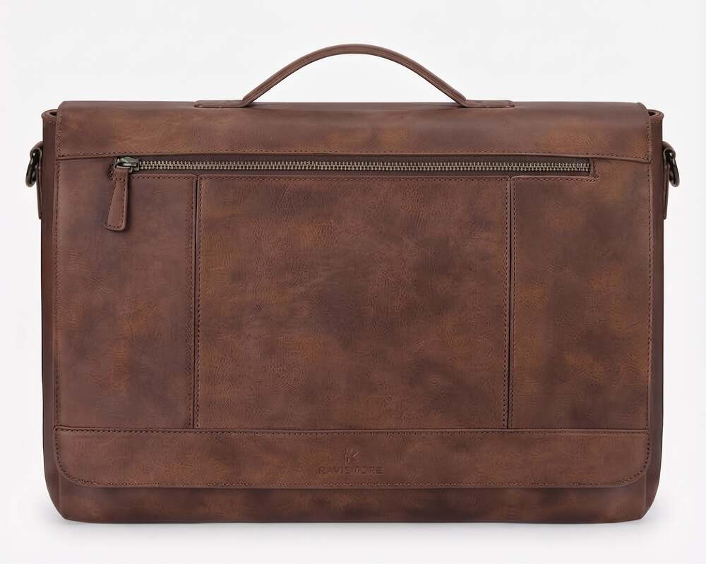Leather Messenger Bag for Men – 15.6" Laptop Briefcase, Vintage Satchel Shoulder